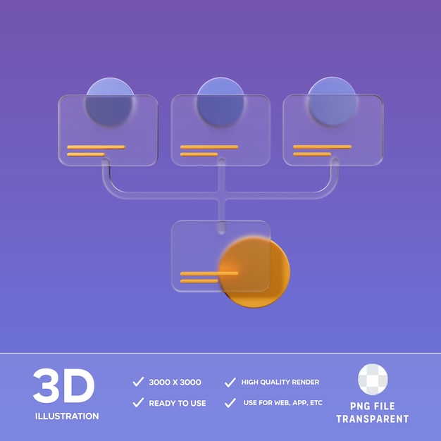 PSD psd-informations-blockchain-übertragung in 3d-illustration