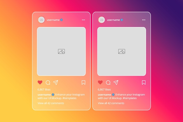 PSD psd instagram post transparente mobile screen mockup interface para modelo de mídia social