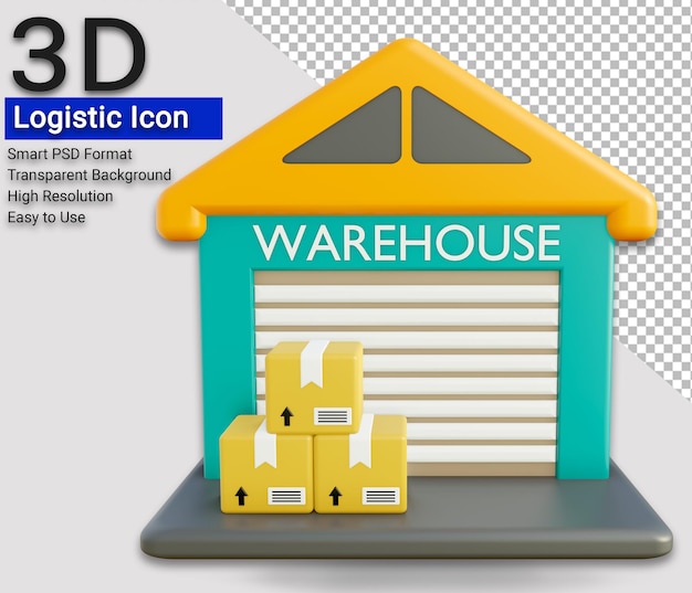 PSD psd-logistiklager 3d-illustrationssymbol transparenter hintergrund