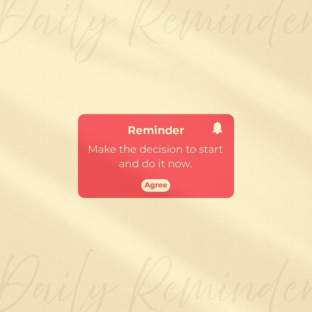 PSD psd reminder notification quotes design para mídias sociais e modelo de postagem do instagram