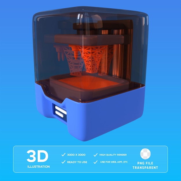 PSD sla impressora 3D Ilustração 3D