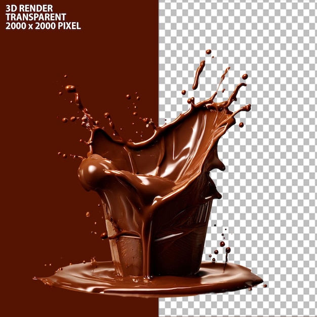 PSD Splash di latte e cioccolato in rendering 3D