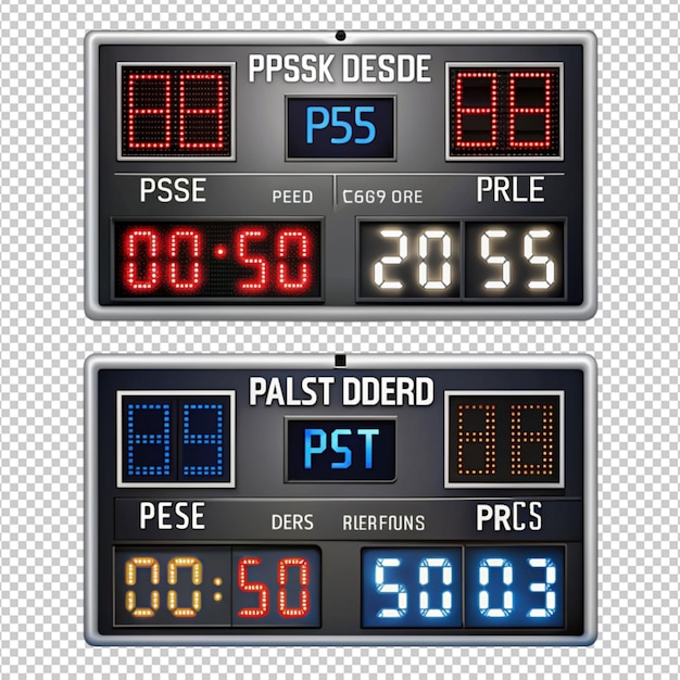 PSD psd versus painel de pontuação vista superior em fundo transparente