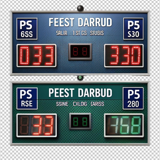 PSD psd versus painel de pontuação vista superior em fundo transparente