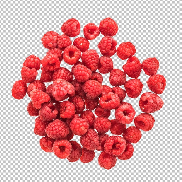 PSD psd vue de dessus baies de framboises isolées sur la couche alpha