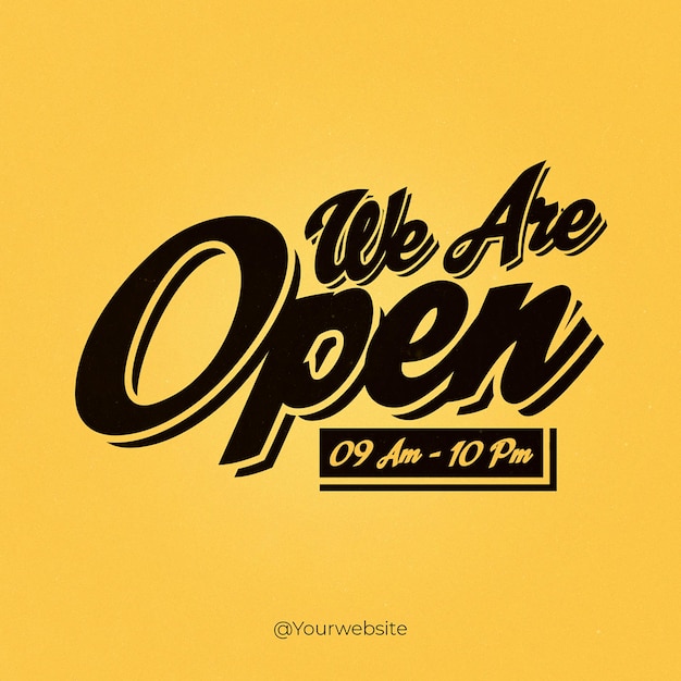 PSD We Are Open Design di tipografia per i social media e il modello di post di Instagram