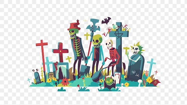 PSD psd zombie characters rising from the grave le design est étrange et 2d idea game asset flat art simple