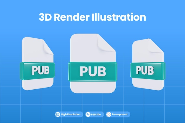 PSD pub de format de fichier d'icône de rendu 3d