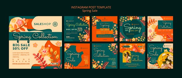 PSD publications instagram de réduction de vente de printemps