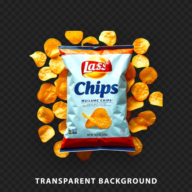 PSD des puces isolées sur un fond transparent avec un sac de puces lays