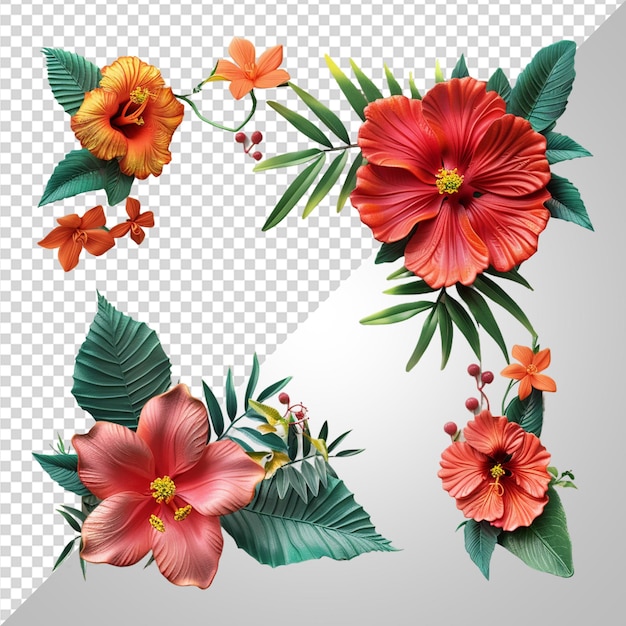 PSD quadro de flores 3d em png