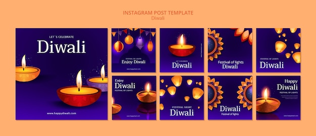 Raccolta di post di instagram per la celebrazione di Diwali