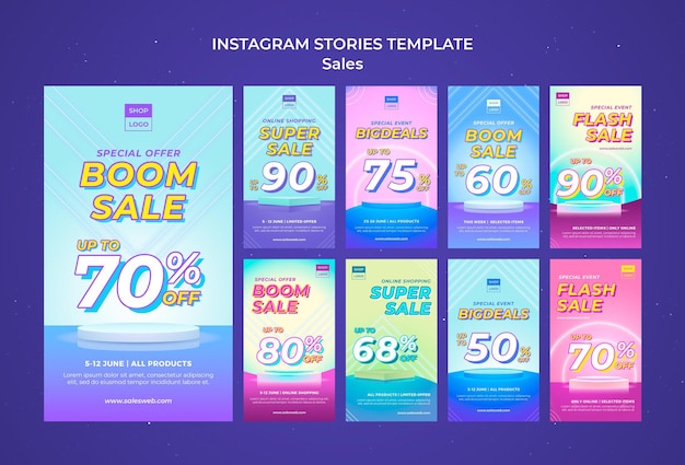 PSD raccolta di storie di instagram in super vendita