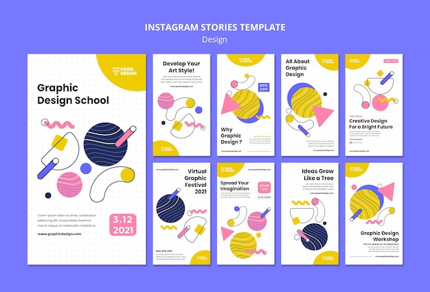 Raccolta di storie di Instagram per la progettazione grafica