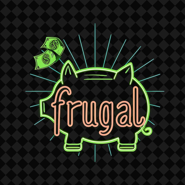 PSD radiância de neon brilhante de texto frugal com neon verde e bro png y2k inspirado decorativo de neon