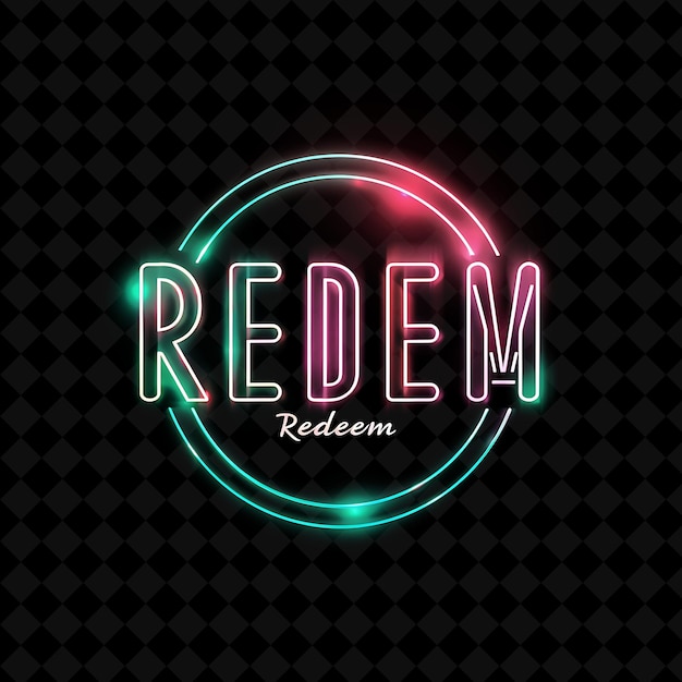 PSD radianti luci al neon di redeem testo con oro rosa al neon e png y2k disegni decorativi di vendita post