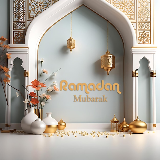 Ramadan Kareem Mubarak Hintergrunddesign-Banner-Vorlage