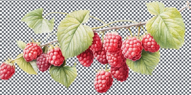 PSD raspberries naturelles et fraîches isolées sur un fond transparent