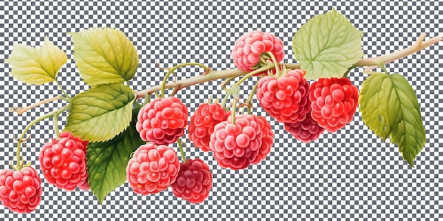 PSD raspberries naturelles et fraîches isolées sur un fond transparent