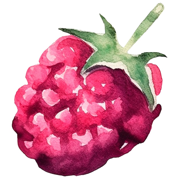 PSD raspberry peint à l'aquarelle élément de conception d'aliments frais dessiné à la main isolé sur fond blanc