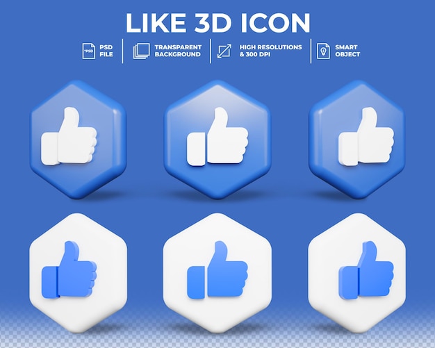 Realistische Daumen hoch oder Like Sign 3d Icon