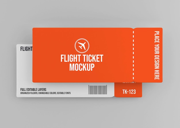 PSD realistisches flugticket-modelldesign isoliert