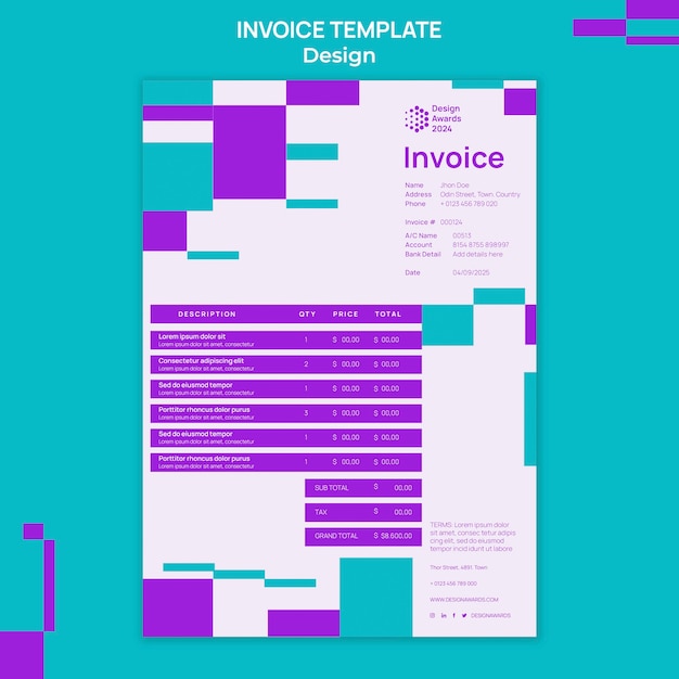 PSD rechnungsvorlage für geometrische designpreise