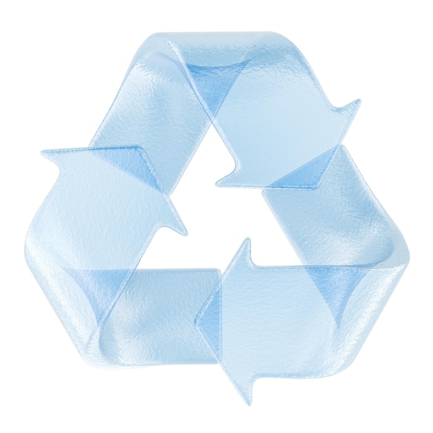 PSD recycling-symbol aus wasser 3d-rendering isoliert auf transparentem hintergrund