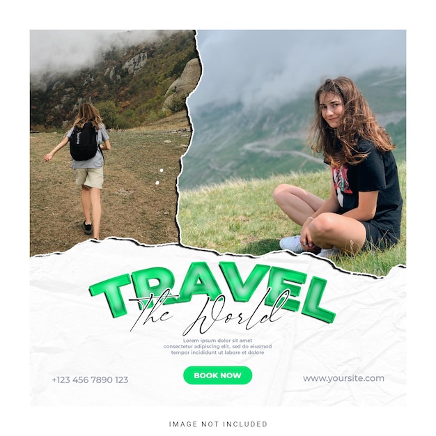 Reise- und Touren-Post in sozialen Medien, Instagram-Post oder Web-Banner-Vorlage