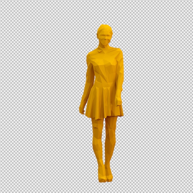 PSD render 3d feminino isométrico