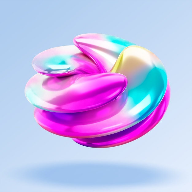 PSD rendering 3d delle forme di fluido holo icona