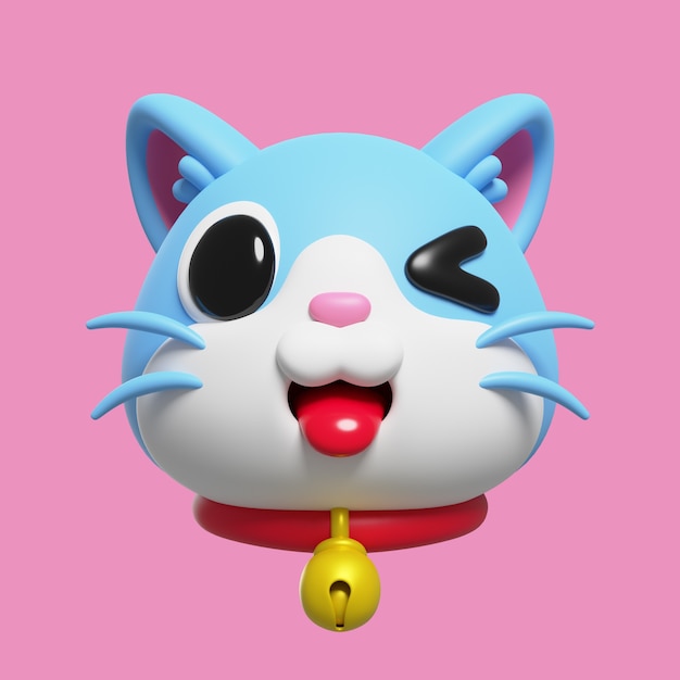 Rendering 3d di emoji gatto