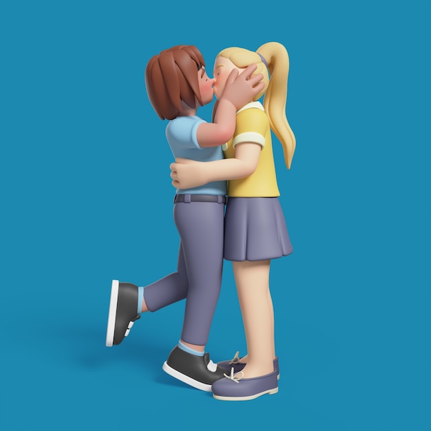 Rendering 3D di una coppia lesbica