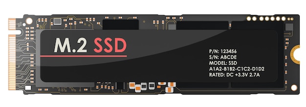 PSD rendering 3d ssd m2 isolé sur un fond transparent