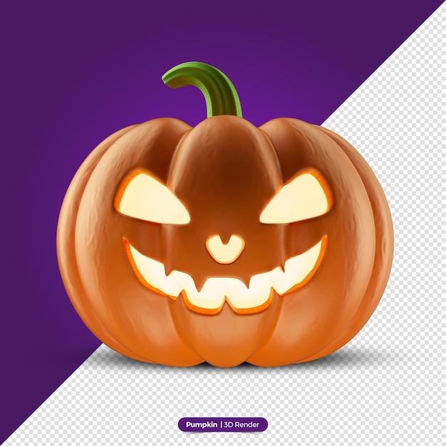 renderização 3D de abóbora de halloween realista