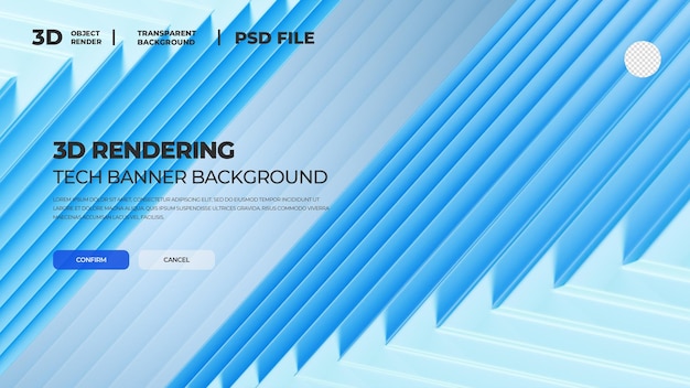 PSD renderização 3d de banner geográfico azul bg