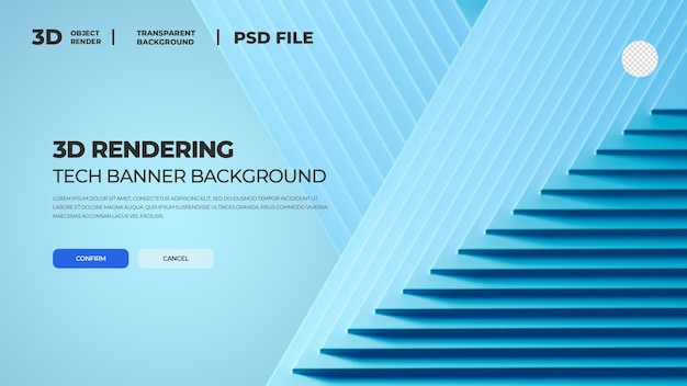 PSD renderização 3d de banner geográfico azul bg