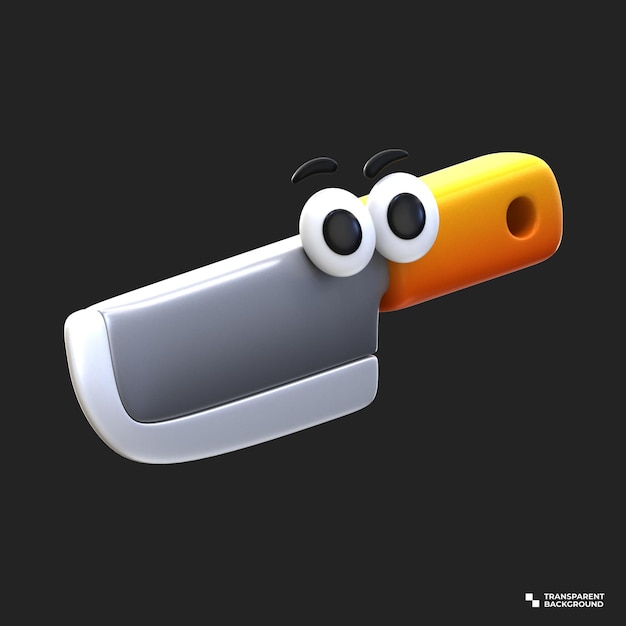 PSD renderização 3d de desenho animado icon cooking tool series knife