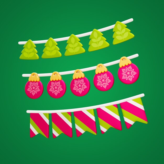 PSD renderização 3d de design de ícones de coroas de natal