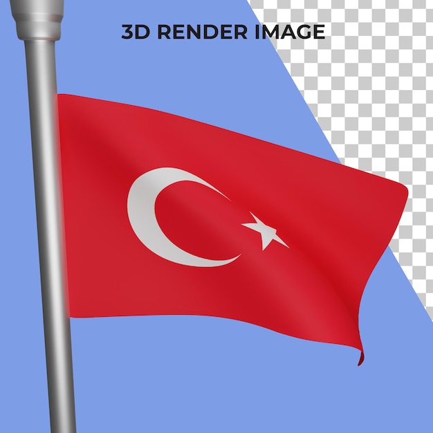 Renderização 3D do conceito da bandeira da Turquia PSD premium do dia nacional da Turquia