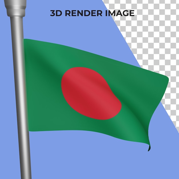 Renderização 3D do conceito da bandeira de Bangladesh - Dia Nacional de Bangladesh