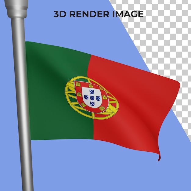 Renderização 3D do conceito da bandeira de portugal - dia nacional de portugal