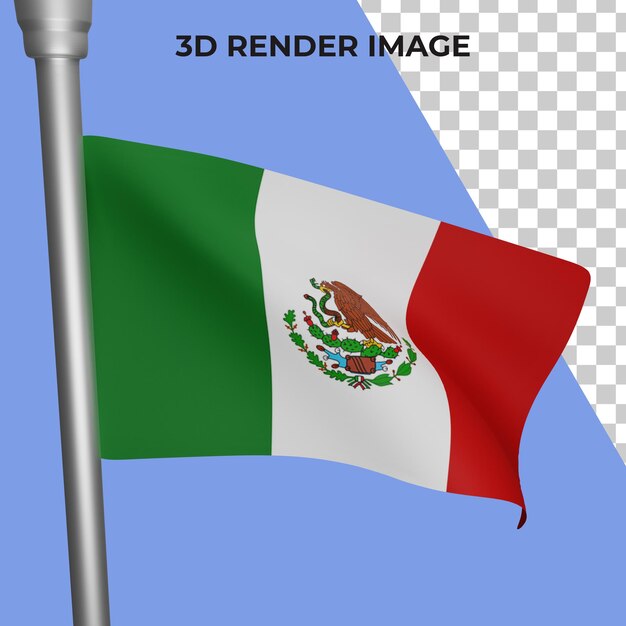 Renderização 3D do conceito da bandeira do México dia nacional do México