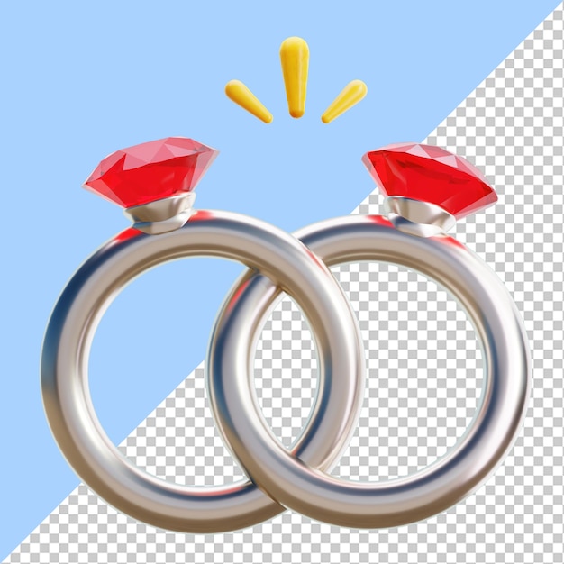 PSD renderização 3d do ícone de alianças de casamento