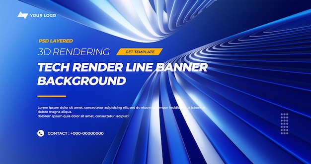 PSD renderização 3d hitech lines abstract background banner layers