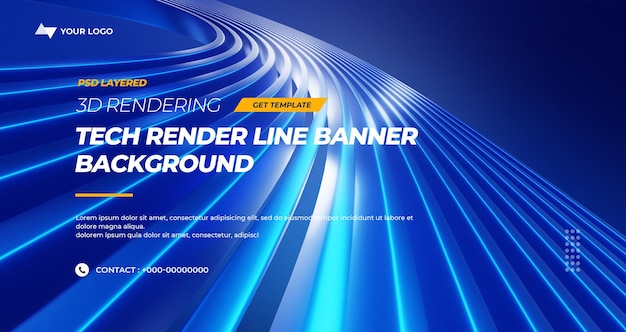 PSD renderização 3d hitech lines abstract background banner layers