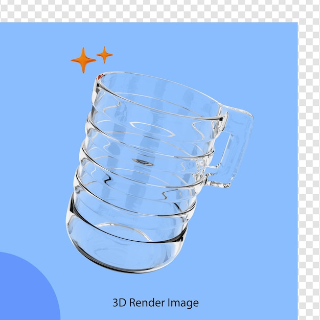 PSD renderização em 3d de ícone de cozinha de copo de vidro