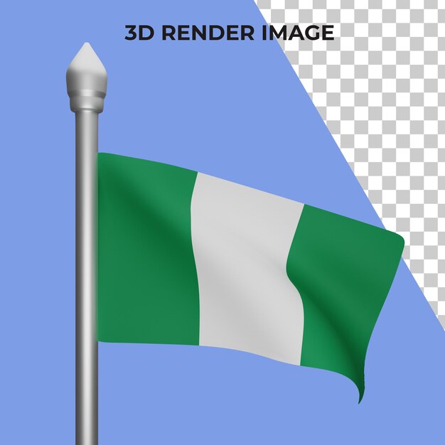 Renderização em 3D do conceito da bandeira da Nigéria nigeria national day premium psd