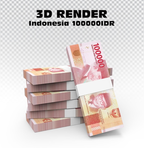 Renderização em 3D do Money Indonesia 100000IDR