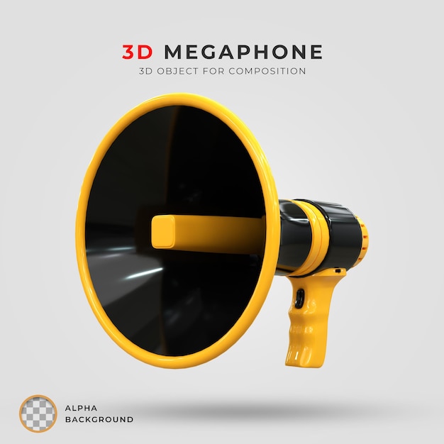 Rendeur 3D scène de mégaphone de haut-parleur icône 3D rendu 3D